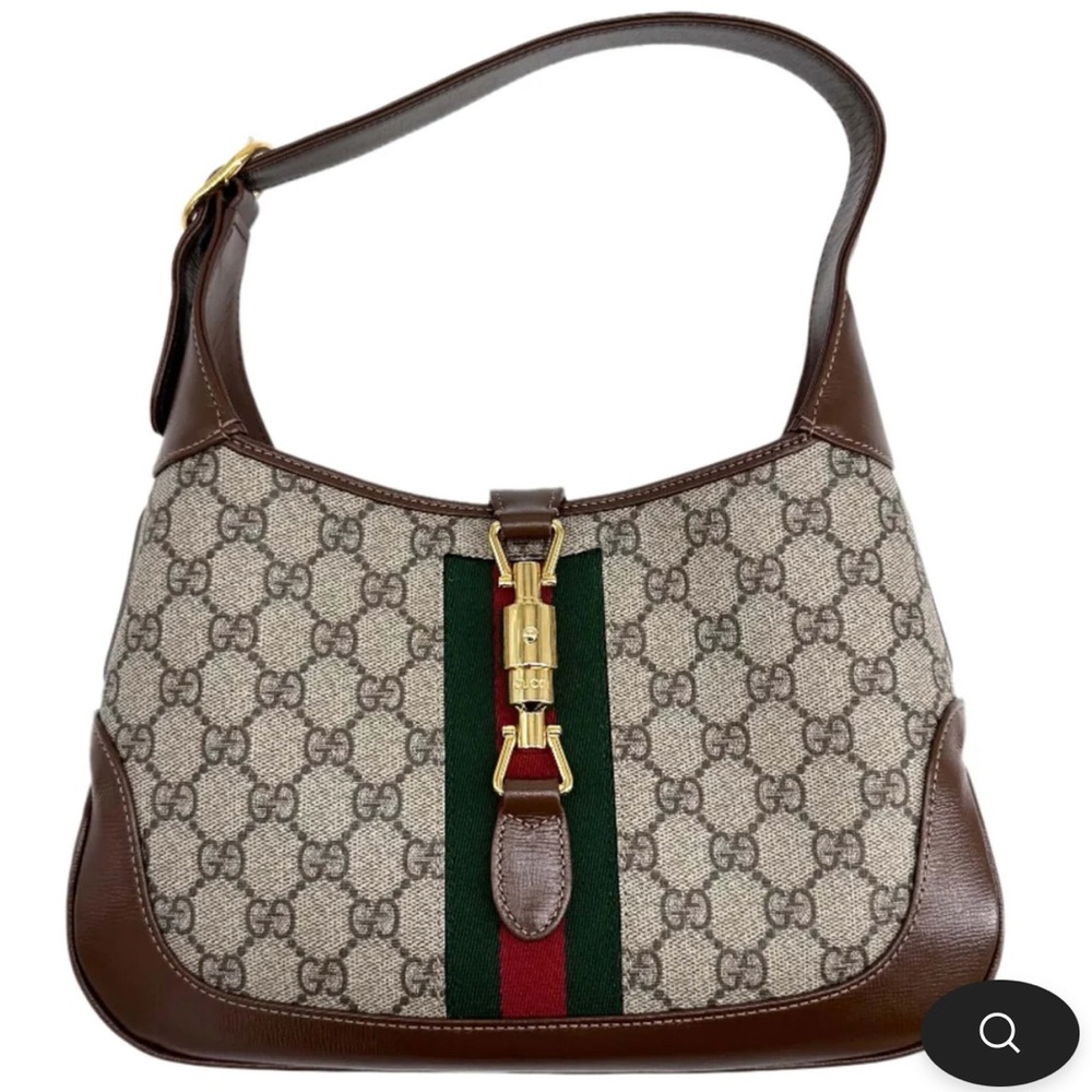 Gucci Brown and Cream Shoulder Bag with Monogram Pattern